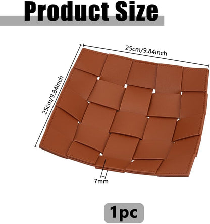 DICOSMETIC Men Women's PU Leather Valet Tray Camel Decorative Key Holder Bowl for Entryway Table Bedside Nightstand Desk Catchall Organizer Tray for Wallet, Watch, Remote, Keys, Cell Phones