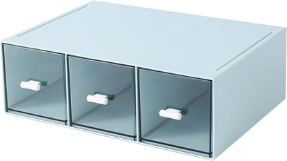 MILULUGO Plastic 3 Drawer Organizer for Cosmetic Storage, Desk Organizer, Makeup Organizer for nail polish, Lipstick, Brushes, Jewelry, Skincare, Bathroom Organization Boxes - White