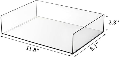 Elsjoy Set of 2 Acrylic File Tray, 2-Tier Stackable Paper Tray Clear Desktop File Organizer for Documents, Books, Magazine, Office, School