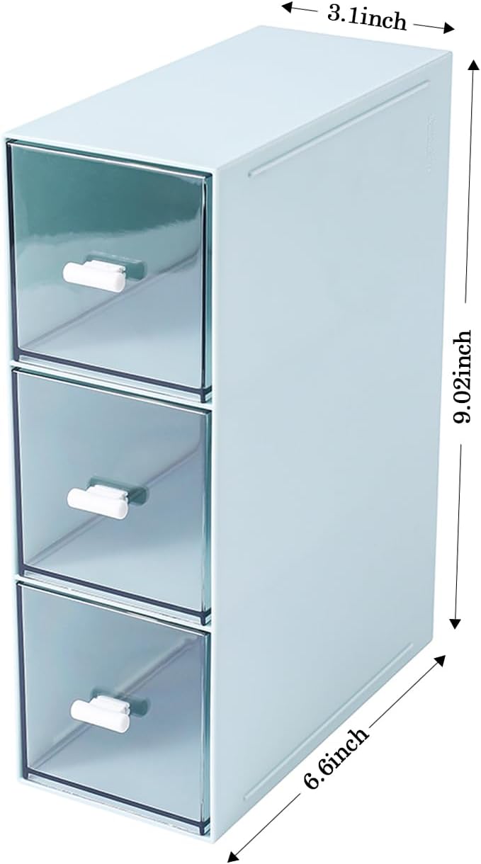 MILULUGO Plastic 3 Drawer Organizer for Cosmetic Storage, Desk Organizer, Makeup Organizer for nail polish, Lipstick, Brushes, Jewelry, Skincare, Bathroom Organization Boxes - White