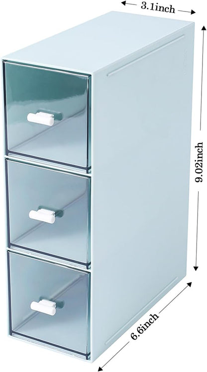 MILULUGO Plastic 3 Drawer Organizer for Cosmetic Storage, Desk Organizer, Makeup Organizer for nail polish, Lipstick, Brushes, Jewelry, Skincare, Bathroom Organization Boxes - White