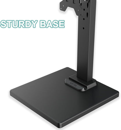 Suptek Single LCD Computer Monitor Free-Standing Desk Stand Mount Riser for 13 Inch to 43 Inch Screen with Swivel, Height Adjustable, Rotation, 50, 75, 100mm VESA Base Stand, Black