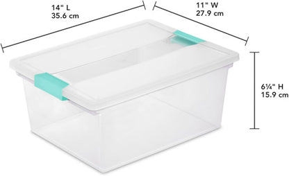 Sterilite 12-Pack Clip Box, Stackable Clear Plastic Bins with Latching Lids, Large - Writing, Arts or Crafts Supplies Storage Containers for Home, Office, Classroom and Workshop Organization