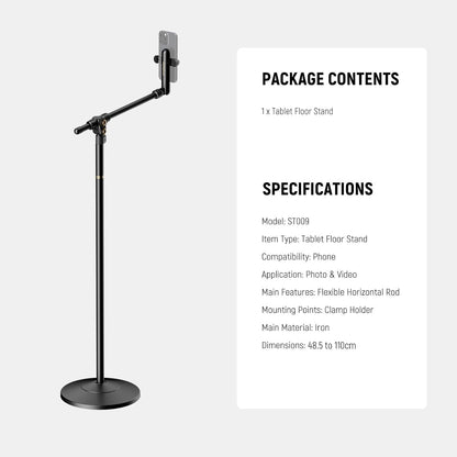 NEEWER Basics Cell Phone Stand for Desk, Adjustable Phone Holder Clamp with Weighted Metal Base, Office Table Phone Mount Compatible with iPhone 16 15 Pro Max Plus Samsung for Video Recording, ST006