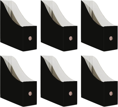 Limitliho Magazine File Folder Holder for Desk, Book Bins for Classroom Library,Office,Home, 10.6" H x 10.2" L x 3.5" W in Cardboard Paper Organizer (Six color, 6 Pack)