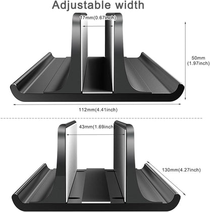 Vaydeer 3-in-1 Aluminum Laptop Stand Vertical Laptop Stand Holder for Desk with Adjustable Dock, Space-Saving Organizer for All MacBook, Surface, Samsung, HP, Dell, up to 17.3 inch