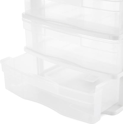 Gracious Living 3-Drawer Desktop and Countertop Organizer Drawer Set, White/Clear