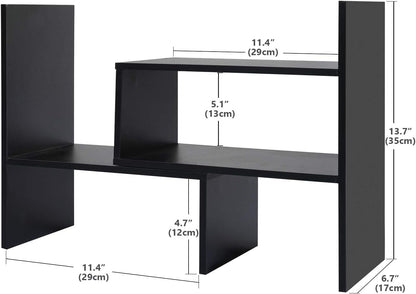 Sorfity Adjustable Desktop Bookshelf, Desk Organizer Display Shelf Counter Top Bookcase Free Style Display Shelf Rack Office Supplies Storage Shelf Book Multipurpose Bookshelf for Office Kitchen