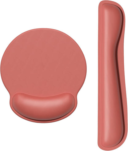 Dapesuom Keyboard Wrist Rest and Mouse Pad with Wrist Support, Cute Memory Foam Cushion for Keyboard and Mouse Set, Ergonomic Desktop Pad Rests with Non Slip Base for Easy Typing & Pain Relief, Pink