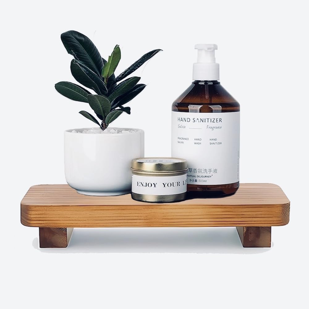 Wood Risers for Desk Organizer, Tray For Bathroom, Riser for kitchen counter, Wood Stand For Kitchen Counter, Perfume Organizer Plant Stand (Natural, 9 x 4 Inches)