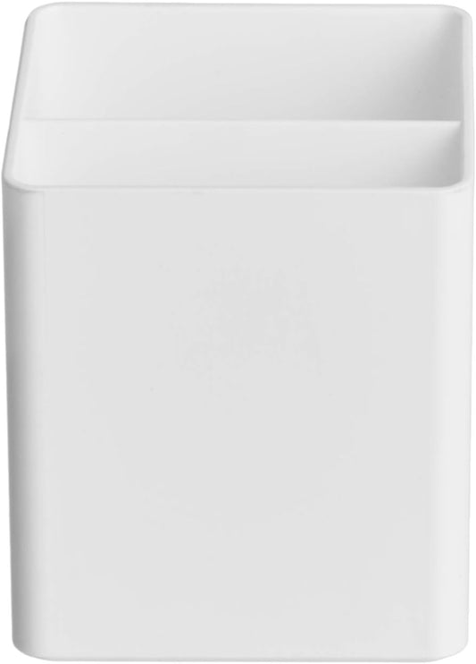 Amazon Basics Plastic Desk Organizer Pen Cup White | Holds Pens/Pencils