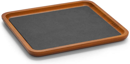 Oirlv Solid Wood Jewelry Display Tray Small Jewelry Tray Rings Earrings Bracelets Necklace Holder Organizer(Rectangle, Grey)