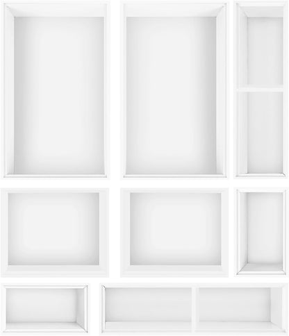 Bamboo Drawer Organizer,5 PCS White Bathroom Tray&Desk Organizers and Storage,Cabinet Divider With Removable Silverware Organization for Kitchen,Utensils,Junk,Office,Makeup