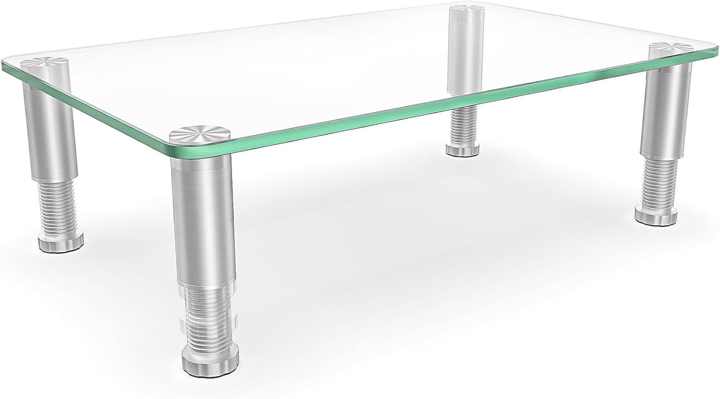 Hemudu Clear Computer Monitor Stand Riser with Height Adjustable Multi Media Desktop Stand for Flat Screen LCD LED, Laptop/Notebook/Xbox One,HD01T-002