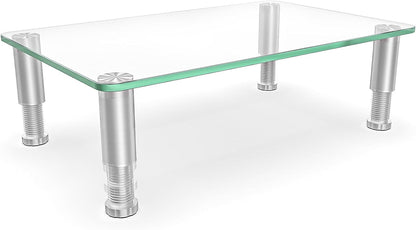 Hemudu Clear Computer Monitor Stand Riser with Height Adjustable Multi Media Desktop Stand for Flat Screen LCD LED, Laptop/Notebook/Xbox One,HD01T-002