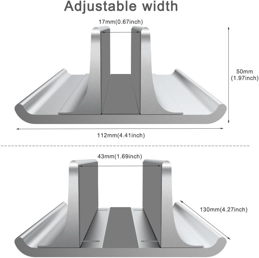 Vaydeer 3-in-1 Aluminum Laptop Stand Vertical Laptop Stand Holder for Desk with Adjustable Dock, Space-Saving Organizer for All MacBook, Surface, Samsung, HP, Dell, up to 17.3 inch
