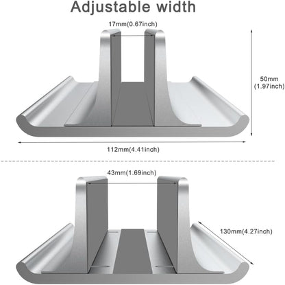 Vaydeer 3-in-1 Aluminum Laptop Stand Vertical Laptop Stand Holder for Desk with Adjustable Dock, Space-Saving Organizer for All MacBook, Surface, Samsung, HP, Dell, up to 17.3 inch