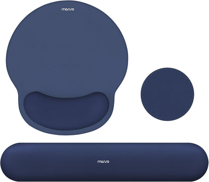 MOSISO Wrist Rest Support for Mouse Pad&Keyboard Set, Circle Curved Ergonomic Mousepad&Coaster Non-Slip Base Home/Office Pain Relief&Easy Typing Pad with Soft Cloth&Silicone Lining, Antique Green