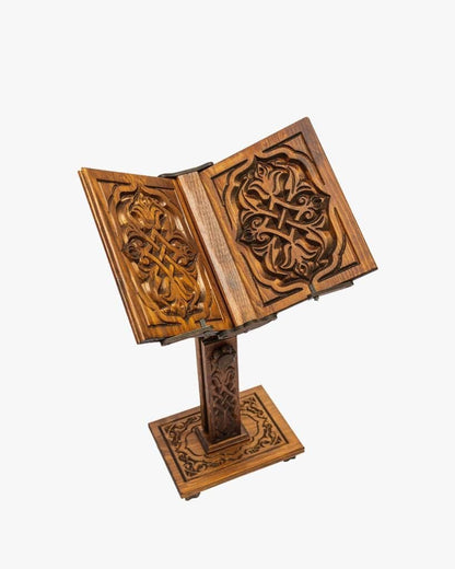 Prayer Book Holder Stand Ramadan Gift Rihal Rehal Wooden Carved Gift (Adjustable White)