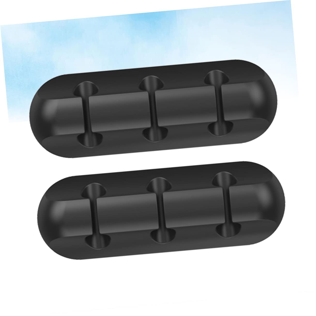NUOBESTY 2pcs Silicone Cable Holder Clips Rubber Adhesive Cord Hooks for Wall Desk Home Office Efficient Wire Management Organizers Black