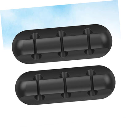 NUOBESTY 2pcs Silicone Cable Holder Clips Rubber Adhesive Cord Hooks for Wall Desk Home Office Efficient Wire Management Organizers Black