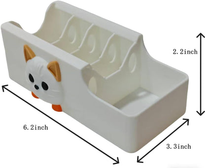 Cable Management Box, Dog Pattern Cord Organizer for Desk, Small Storage Tray for Cables, Chargers, Adapters, Power Strip, Nightstand Organizer, White (6.2 x 3.3 x 2.2 Inch)