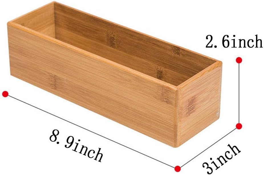 PRATIQUE Bamboo Drawer Organizer - Kitchen Utensil Organizer Silverware Tray Cutlery Holder，Office Desk Supplies and Accessories (8.9x5.9x2.6 inch)