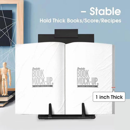 OSPNIEEK 2 Pack Desktop Document Holder Stand with 7 Adjustable Position, Black Metal File Organizer Copyholder for Typing Speech Reading A4 Letter Music Book Tablet Office, with Paper Clip Line Guide