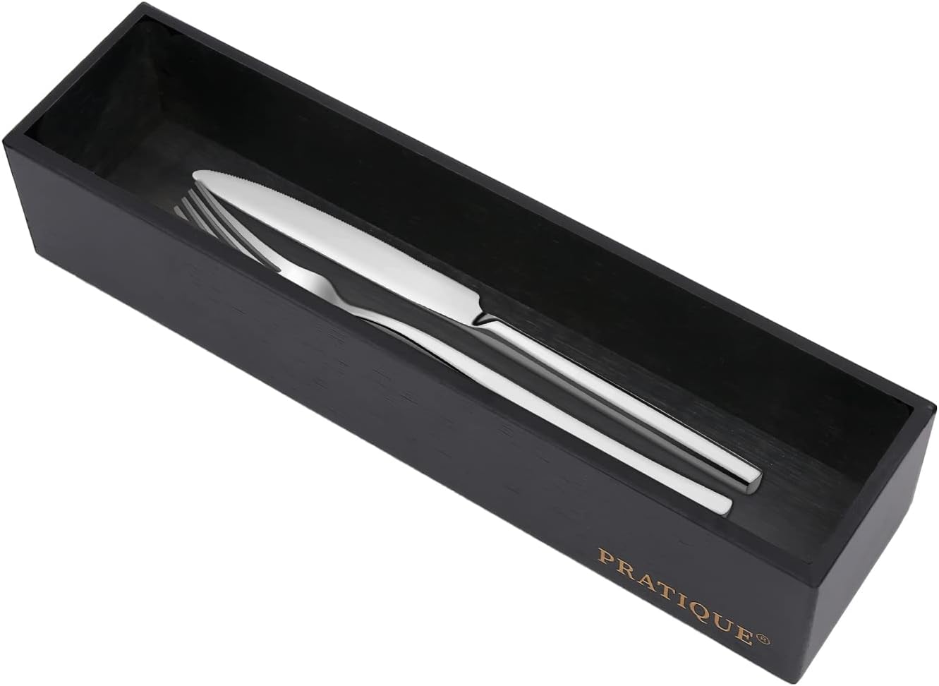 PRATIQUE Bamboo Drawer Organizer - Kitchen Utensil Organizer Silverware Tray Cutlery Holder，Office Desk Supplies and Accessories (8.9x5.9x2.6 inch)