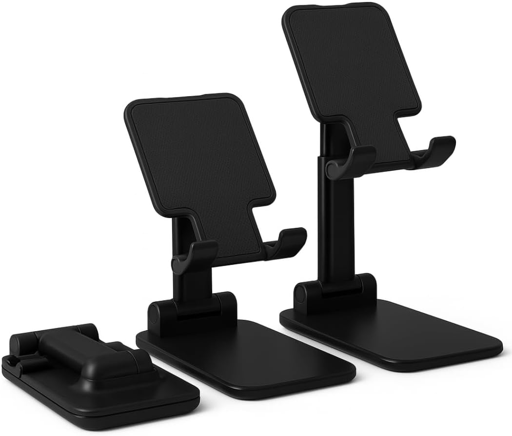 Premium Adjustable Cell Phone Stand, Foldable Desk Phone Holder for iPhone 16 15 14 13 12 11 Pro Max, Galaxy S25 S24 (White)