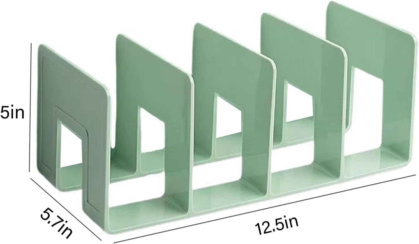 2PCS Acrylic File Organizer for Desk, Desktop Document/Mail Organizer, 4 Compartments Plastics Invisible Bookshelf Floating (12.5" x 5.7" x 5", Black)
