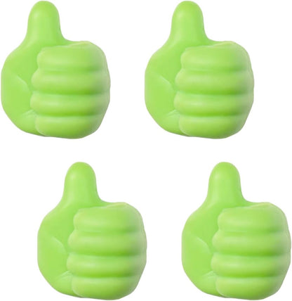YoRise 4 PCS Mini Car Hooks, Silicone Thumb Up Cable Management, Self-Adhesive Car Key Holder, Multifunctional Wall Hanging Hook, Small Adhesive Hooks for Charging Cable Earphone (Blue)