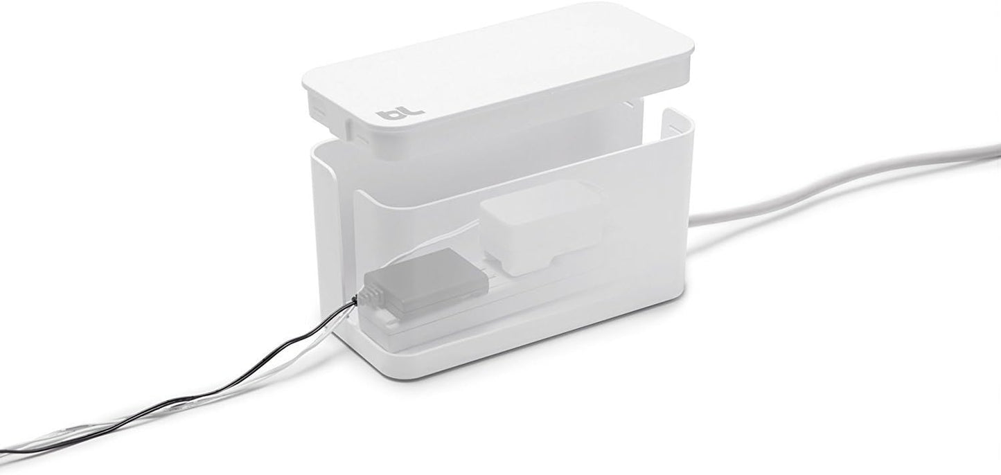 Bluelounge CableBox Mini Cable Management with Small Surge Protector, Black (CBM-BL)