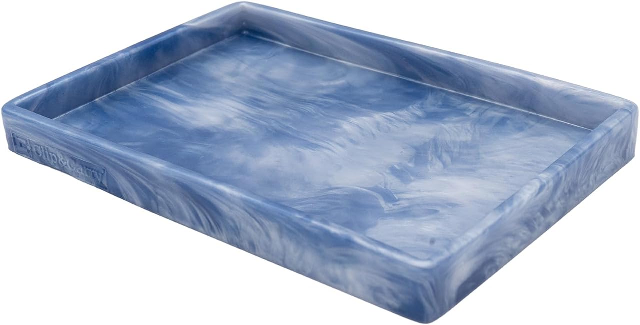 Clip & Carry Handmade Silicone EDC Dump Tray, Everyday Carry Valet Tray, U.S.A. Made, Jewelry Organizer (Blue/White)