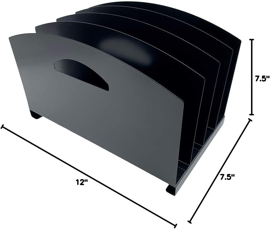 Huron Desktop File Binder Organizer Storage Vertical 8 Slot, Black Commercial Grade Steel