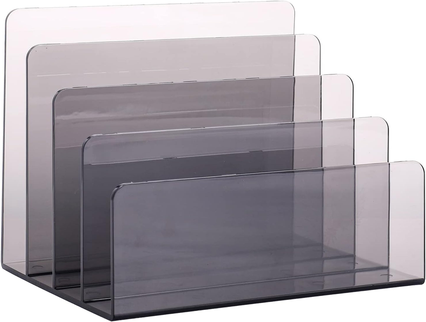 Sooyee File Organizer for Desk, Mail Organizer Countertop,4-Section File Holder for Home Office,Book Organizer,Acrylic Desk Organizer for Letter, Document, Notebook, Binder, Purse, Palette,Clear