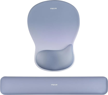 MOSISO Wrist Rest Support for Mouse Pad&Keyboard Set, Ergonomic Mousepad with Concave Curved Memory Foam, Non-Slip Base Pain Relief Comfortable Rectangular Easy Typing Pad for Home/Office, Brown