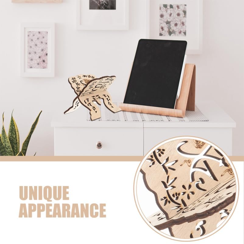 2Pcs Quran Holder Book Stand Wooden Carved Prayer Book Display Holder for Bible Magazine Cookbook
