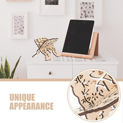 2Pcs Quran Holder Book Stand Wooden Carved Prayer Book Display Holder for Bible Magazine Cookbook