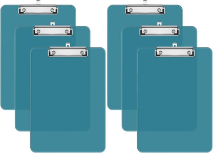 Rimilak 8.5 x 11 Plastic Clipboards Set of 2, Low Profile Metal Clip, Translucent Board, 12.5 x 9 in Letter Size, Office Supply, Back to School, Purple