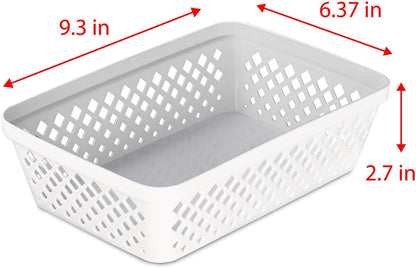Glad Plastic Storage Basket Set - Multipurpose Drawer Trays, Kitchen Pantry Containers, and Bathroom Bins - 6 Pack Medium Organizers, Grey
