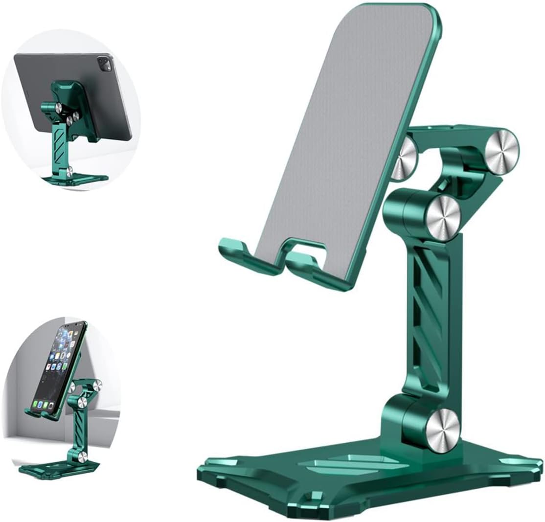 Phone Stand for Desk. Foldable Desktop Mobile Phone Stand with Angle Height Adjustable, Portable Office Cell Phone Holder, Cradle, Dock. Fits All 4.7-13in iPhone/Smartphone/iPad/Tablet.