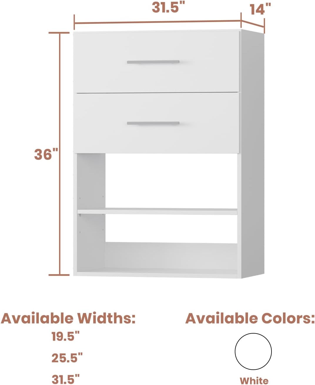 4-Drawer Stackable Storage Organizer Unit for Closet, Modular Wood Closet Storage Bins with Drawers, Closet She-lf Organizer Basket for Hanging Clothes, Wood, 25.5"W
