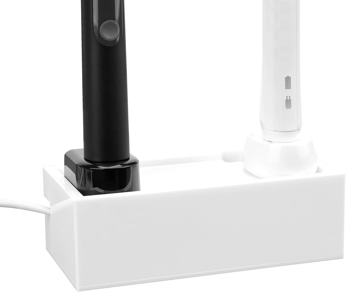 Linkidea Bathroom Electric Toothbrush Cable Box, Vanity Hide Cord Organizer, Charger and Power Strip Storage Case, Keep Countertop & Outlet Clean (White)