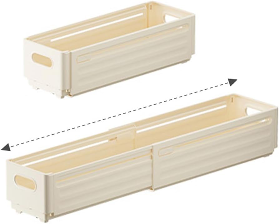 Foldable Storage Bins, 2 Pack Plastic Expandable Boxes for Organizing, Adjustable from 11-18.8" Drawer Organizers Separators Dividers for Bedroom Kitchen Utensils Tools Closet, Small