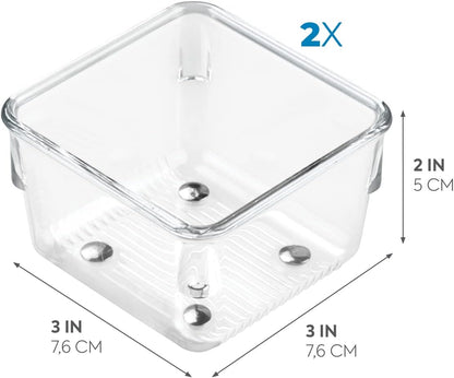iDesign Plastic Drawer Organizer Bins - Storage for Kitchen, Bathroom, and Desk Drawers - Set of 6 - Clear