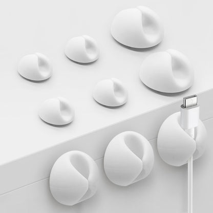 SmiLife Cable Clips, Cord Holder, Adhesive Cord Clips, Wire Holder for Cable Management, Phone Charger, Desk, Wall, Nightstand and Office, White 9 PCS