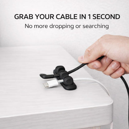 Magnetic Cable Organizer for Desk & Nightstand 3 Clip Cord Holder with One-Hand Access 3M Adhesive Cable Clips, N52 Magnetic Cord Holder for Phone, USB-C & Laptop Cables