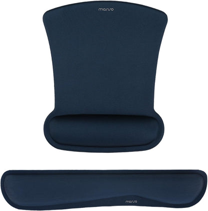 MOSISO Wrist Rest Support for Mouse Pad & Keyboard Set, Ergonomic Mousepad Non-Slip Base Home/Office Pain Relief & Easy Typing Cushion with Neoprene Cloth & Raised Memory Foam, Apricot