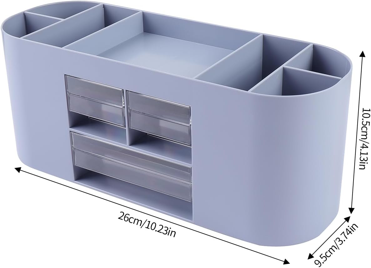 INSTOME Pencil Pen Holder for Desk with 3 Drawers - All-In-One Desk Organizer - Perfect Desk Accessories for Office Use - Stylish & Convenient Desk Organizers and Accessories (Beige)